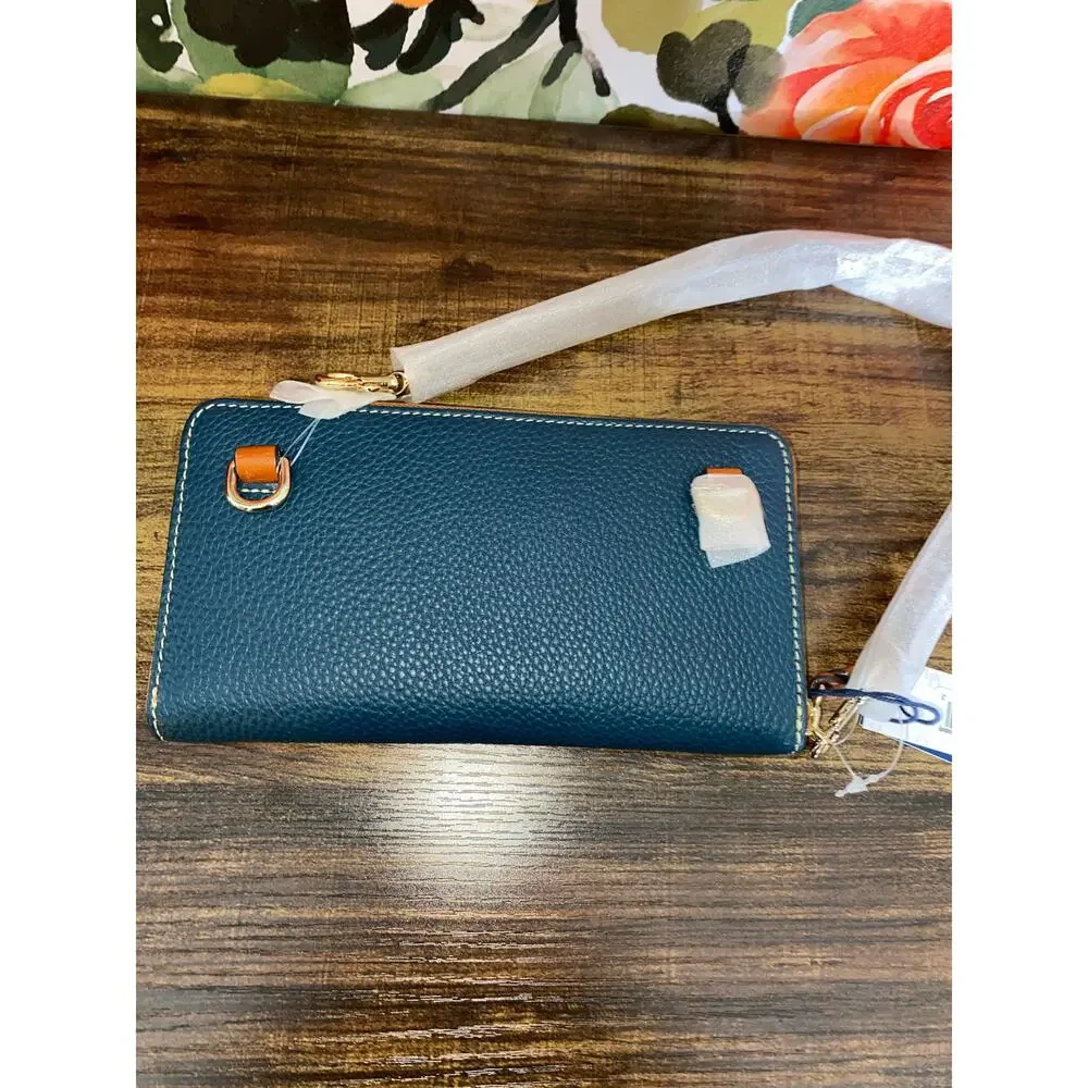 Dooney & Bourke Teal Pebble Leather Zip Around Crossbody Wallet NWT - Picture 3 of 12